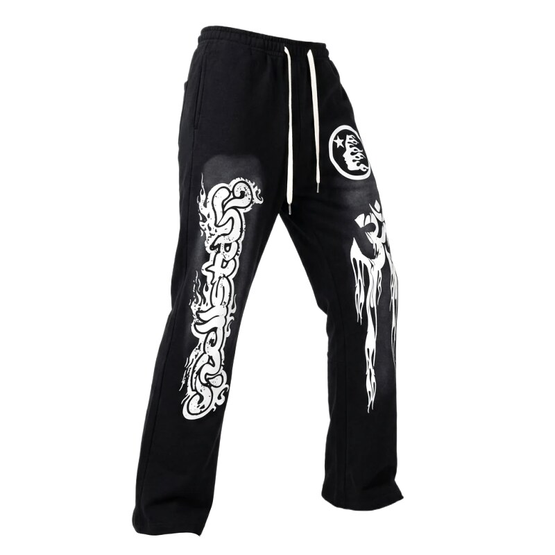 Hellstar Dark Style Printed Black Pants