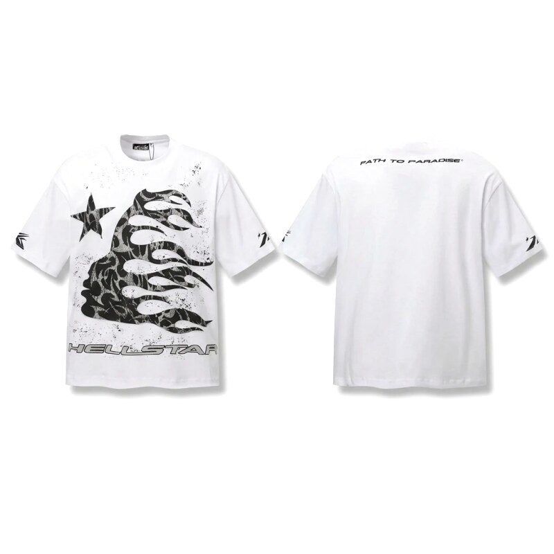 Hellstar Flame Print Style White T-shirt