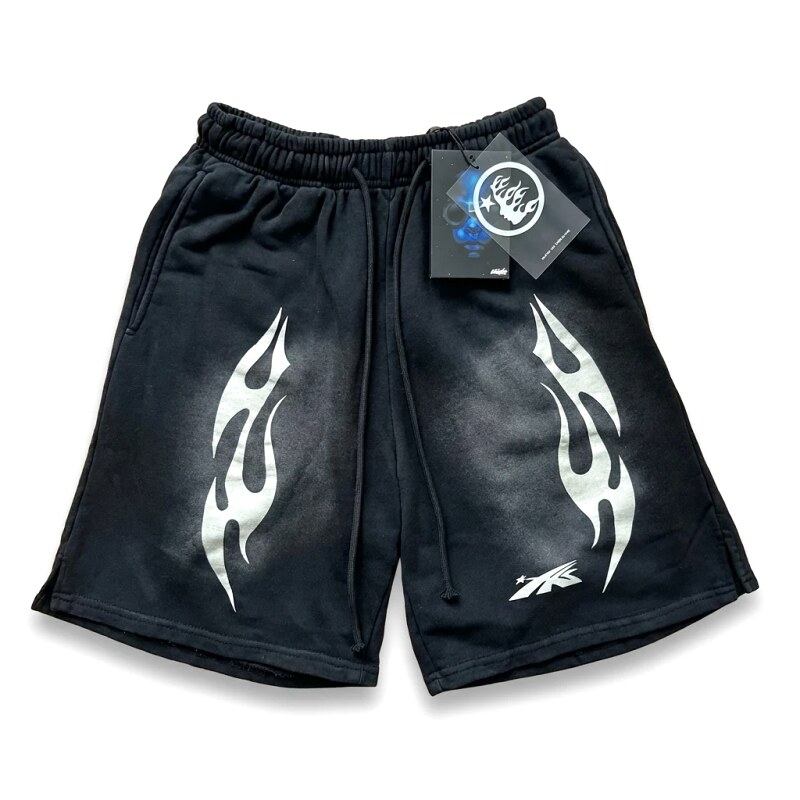 Hellstar Flame Wind Black Shorts