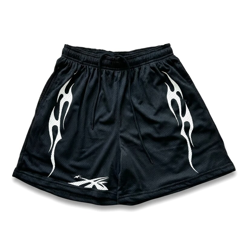 Hellstar Flame Wind Black Shorts