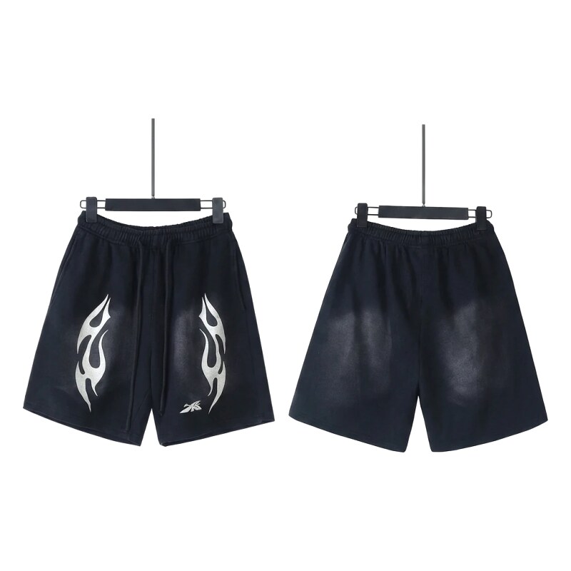 Hellstar Flame Wind Black Shorts