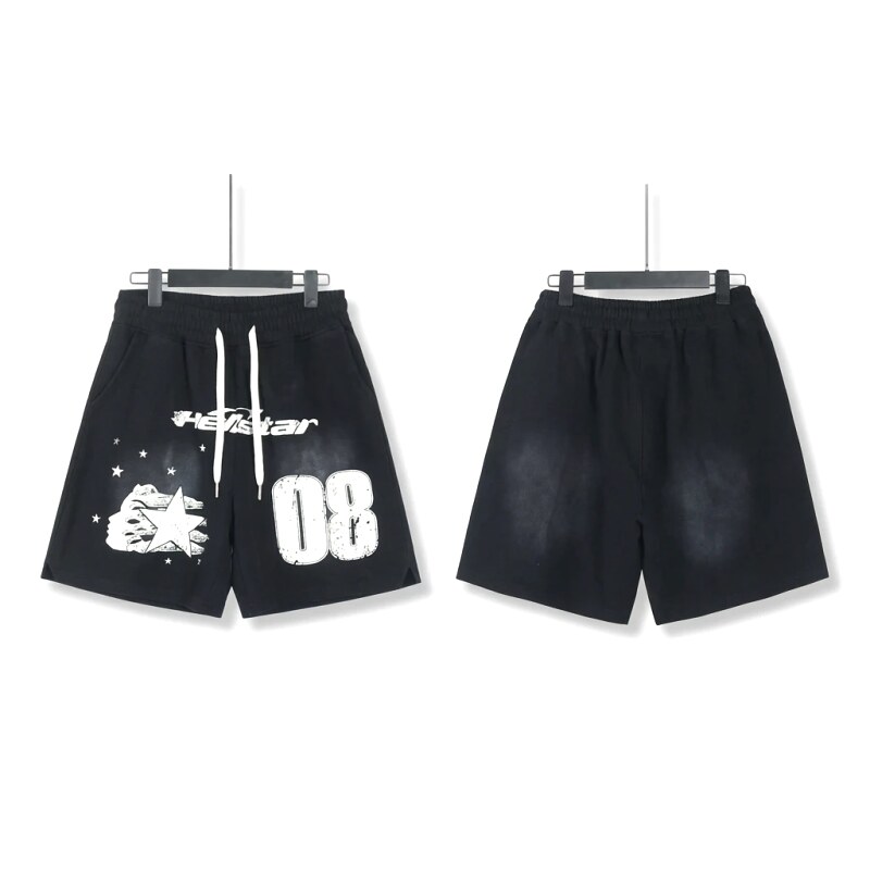 Hellstar graffiti-style black shorts