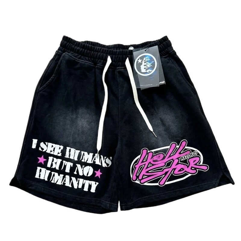 Hellstar graffiti-style black shorts