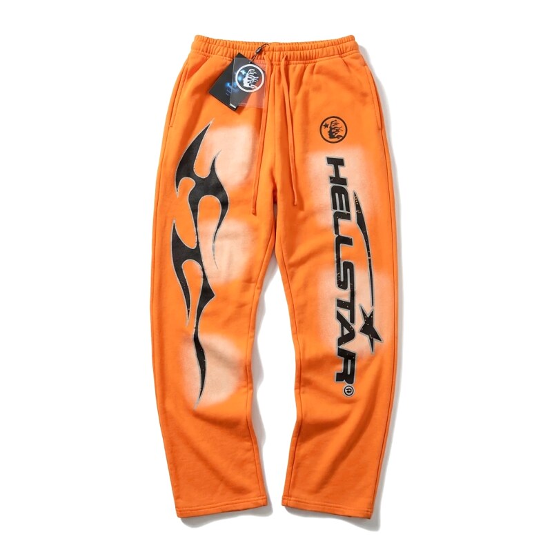Hellstar Graffiti Style Orange Sweatpants
