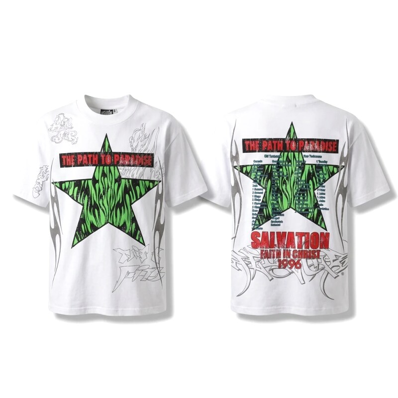 Hellstar Green Star Trendy White T-shirt