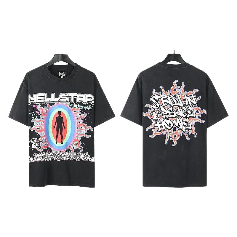 Hellstar Human Figure Print Street Style Black T-Shirt