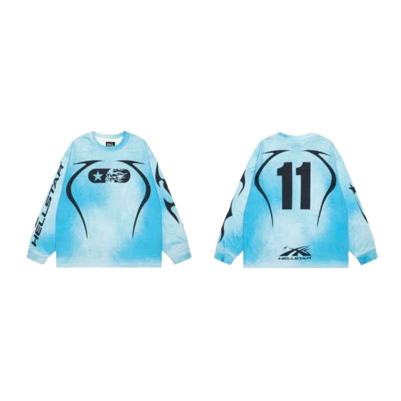Hellstar No.11 Street Style Tie-dye Blue Long Sleeve