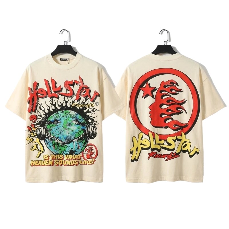 Hellstar Records Retro - style Beige T - shirt