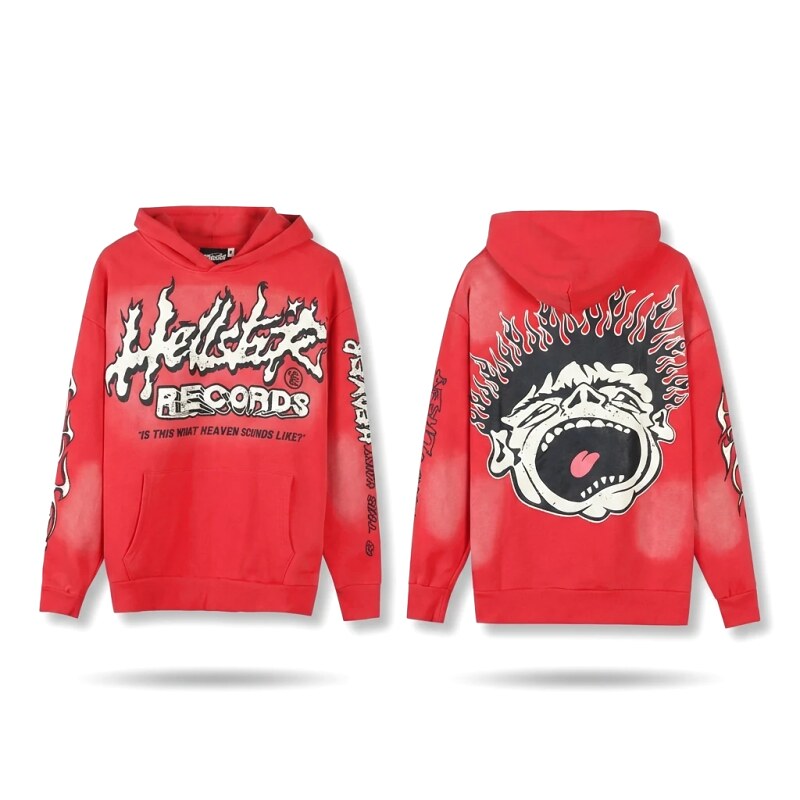 Hellstar Records Trendy and Cool Style Red Sweatshirt