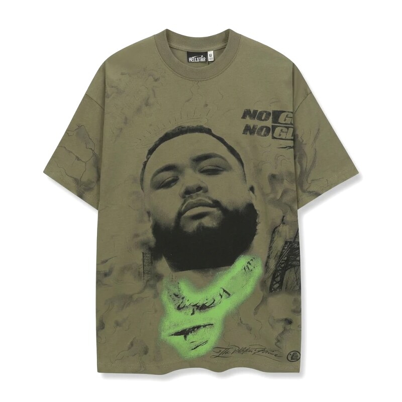 Hellstar Retro Style Olive Green T-shirt