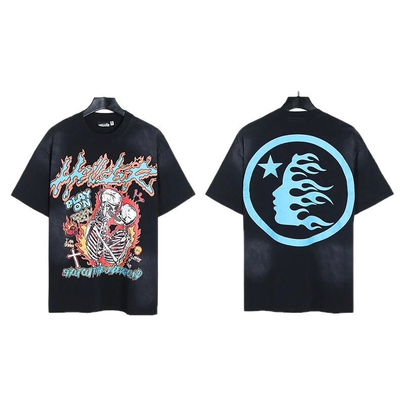 Hellstar Skull Print Street Style Black T-Shirt