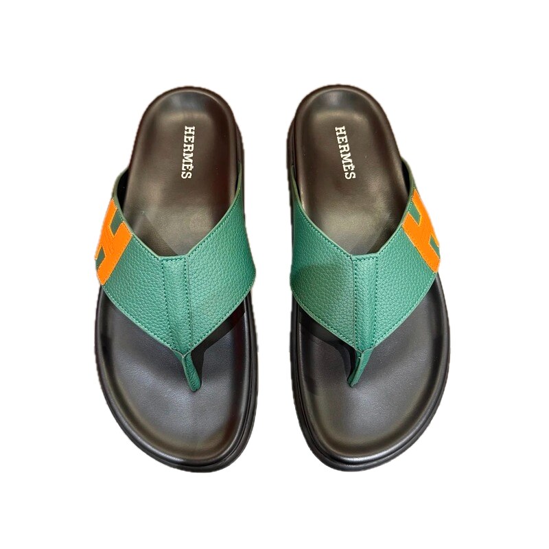 Hermès H Series Casual Style Green Flip-flops