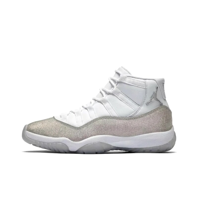 High-top silver-white Air Jordan 11 sneakers