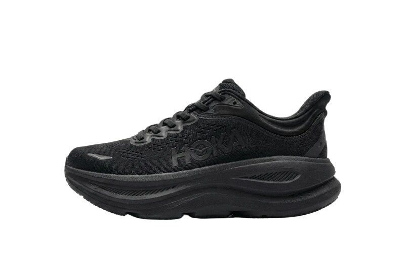 HOKA thick-soled casual black sports shoes