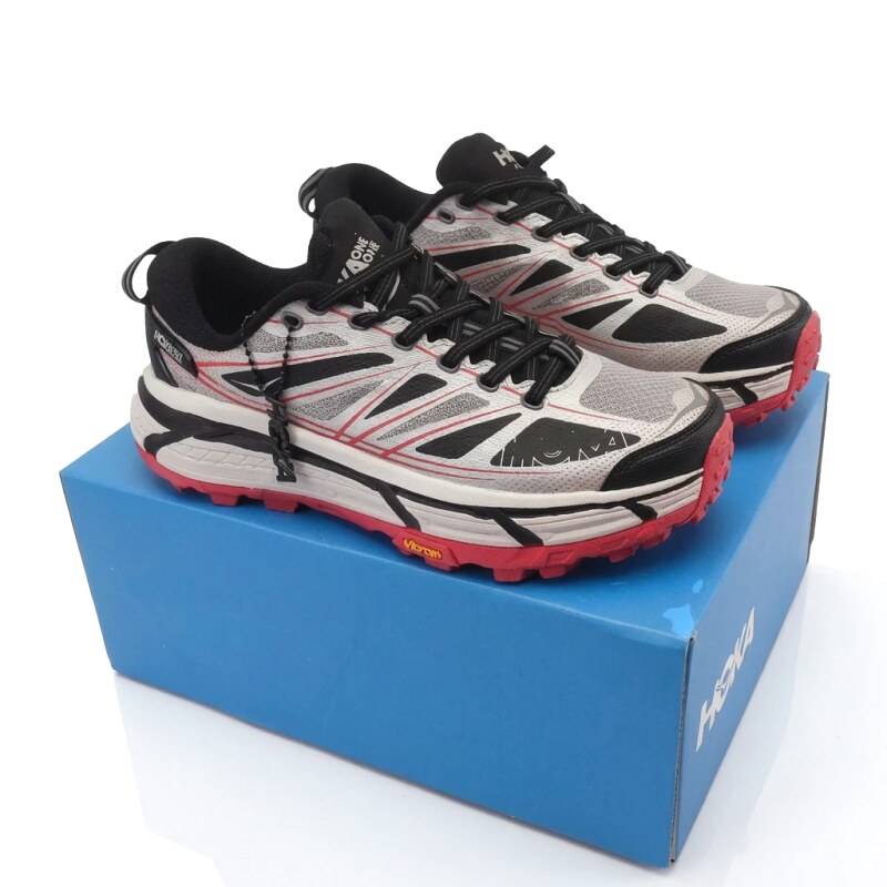 HOKA Trail Running Shoes in Ash, Black and Red Colors