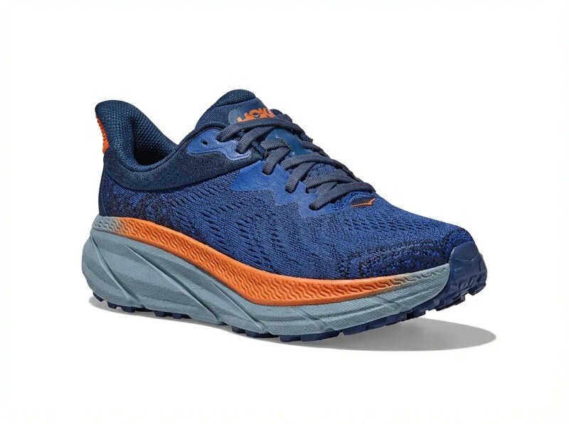 HOKA Trail Running Style Blue-Orange Sports Shoes