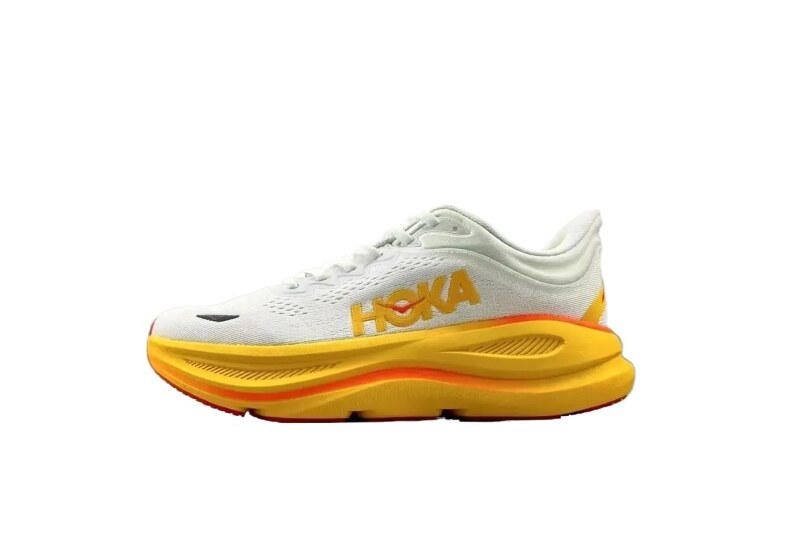 HOKA trendy brand white and yellow sports shoes