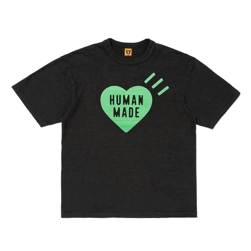 Human Made Classic Heart logo T-shirt Black Green Human for Daily Styling