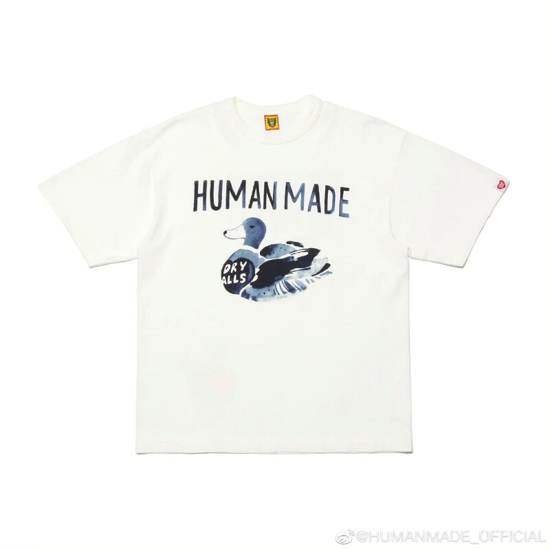 HUMAN MADE Duck Print Vintage Style Off-white Short Sleeve T-shirt