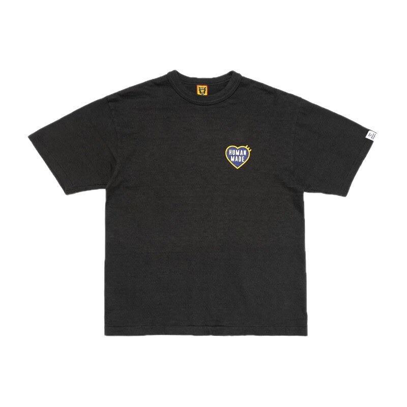 HUMAN MADE Heart Embroidered Japanese Streetwear Black T-Shirt