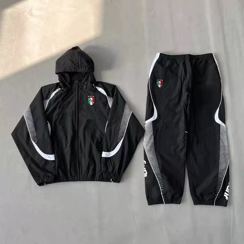 Italy Resort Soccer windbreaker jacket Black Hooded Jacket for Travel Looks