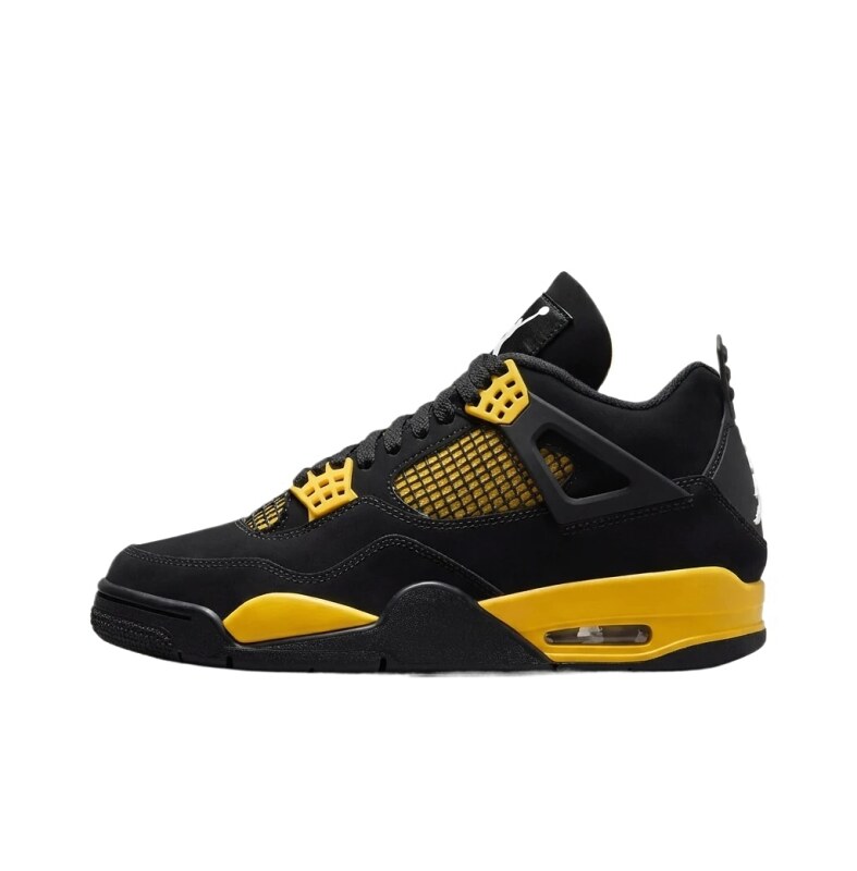 Jordan 4 Black and Yellow Trendy Cool Sports Shoes