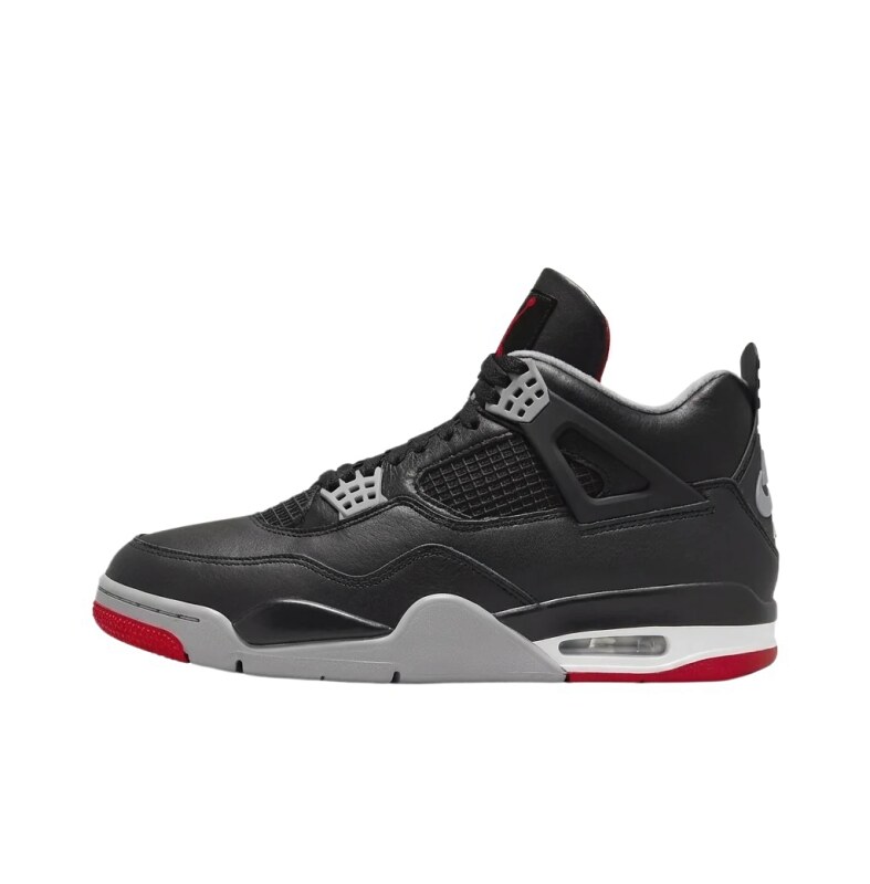 Jordan 4 Black, Grey and Red Trendy Shoes