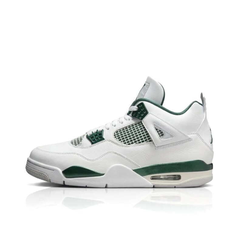 Jordan 4 Retro Style White and Green Shoes