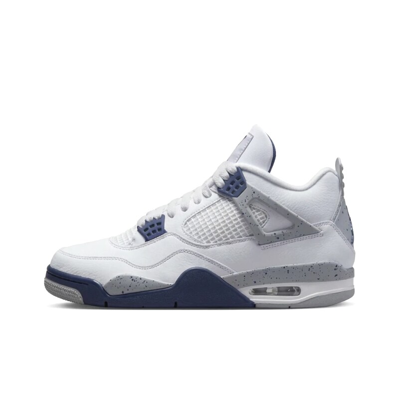Jordan 4 trendy and cool style white and blue shoes