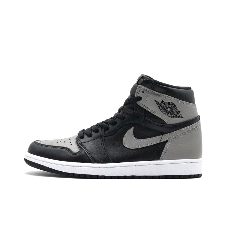 Jordan AJ1 High-Top Black and Grey Athletic Shoes