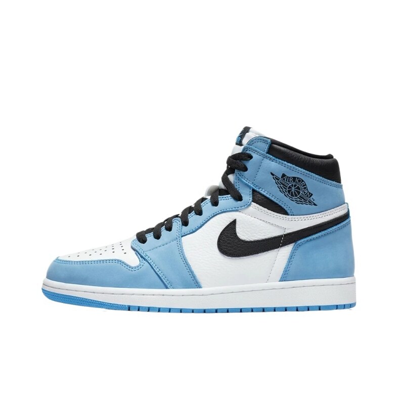 Jordan AJ1 High-Top Blue and White Sports Shoes