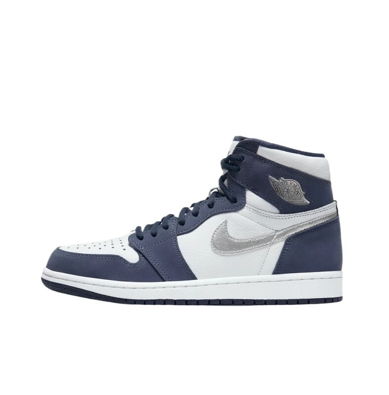 Jordan AJ1 High-Top Blue and White Trendy Sneakers