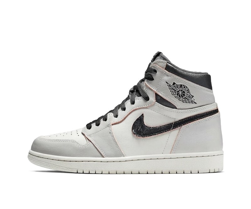 Jordan AJ1 High-Top Gray and White Athletic Shoes