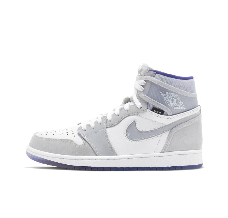 Jordan AJ1 High-Top Grey and White Trendy Sneakers