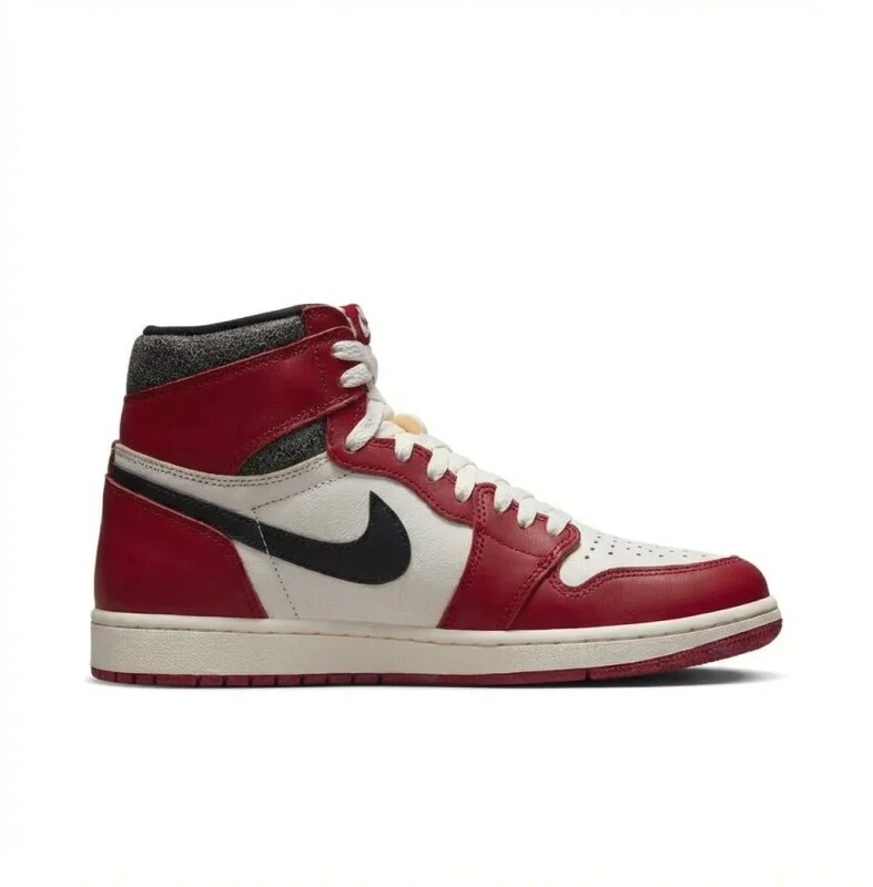 Jordan AJ1 High-Top Red and White Athletic Shoes