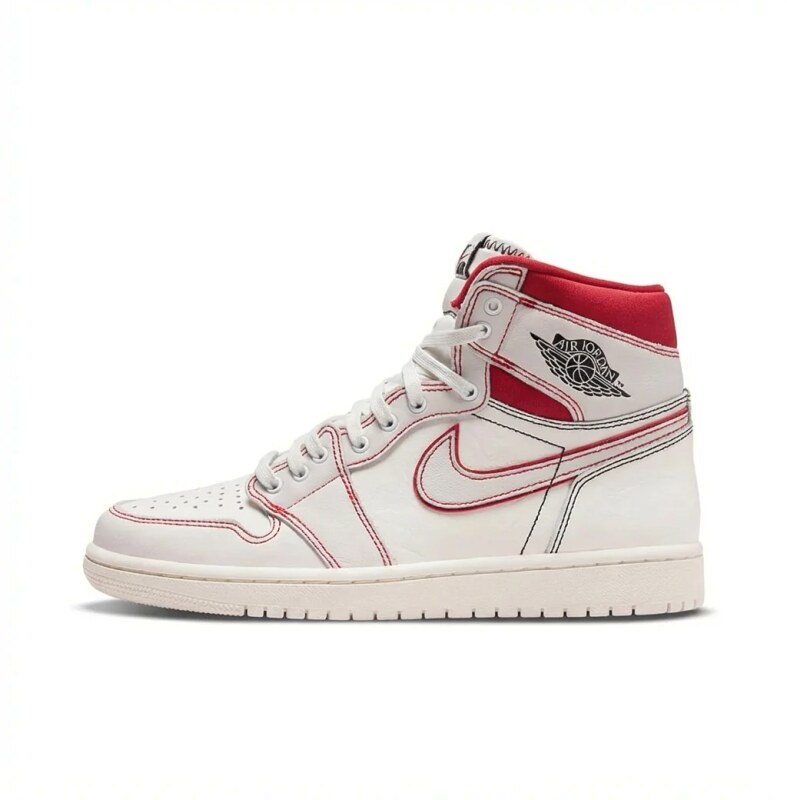 Jordan AJ1 High-Top Red and White Trendy Shoes