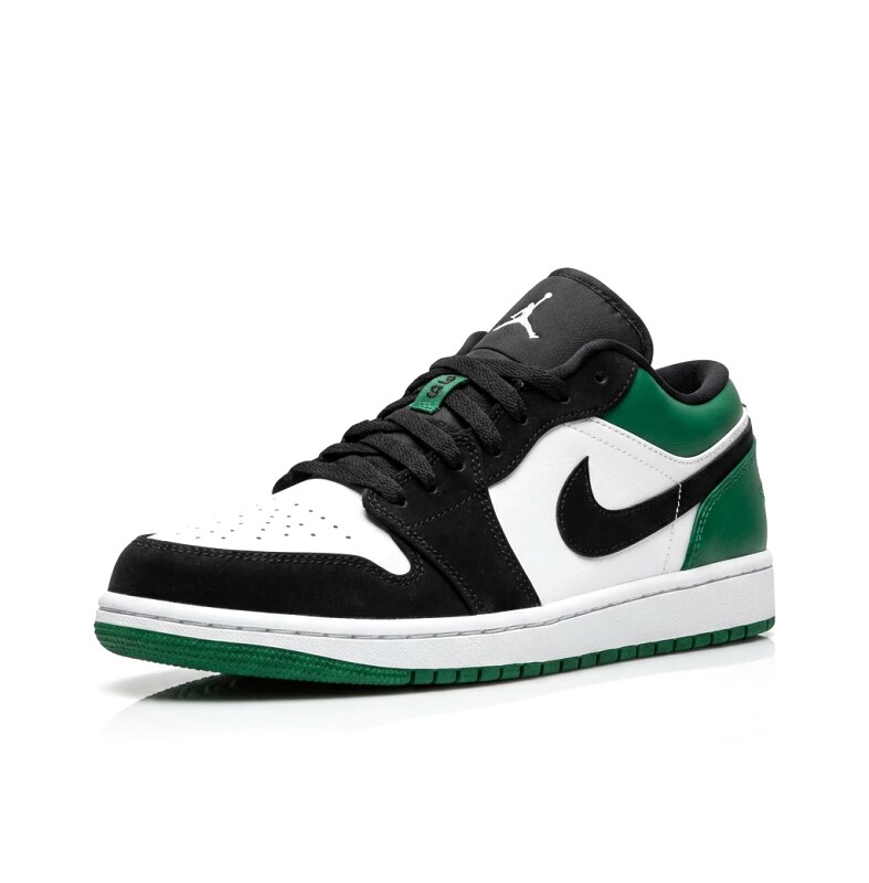 Jordan AJ1 Low Black-White-Green Trendy Sneakers