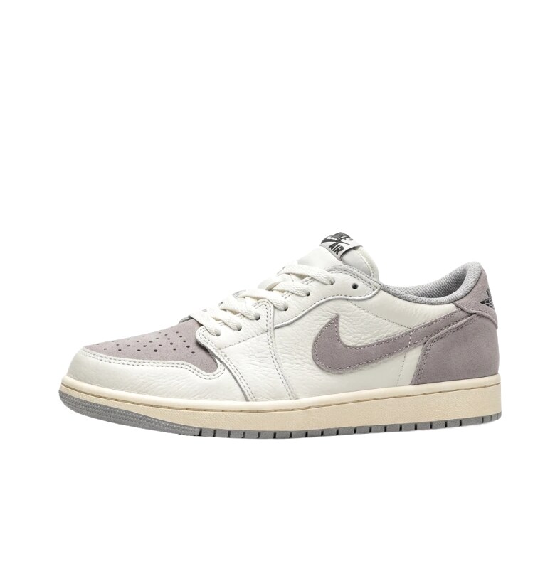 Jordan AJ1 Low-top Retro Gray and White Shoes