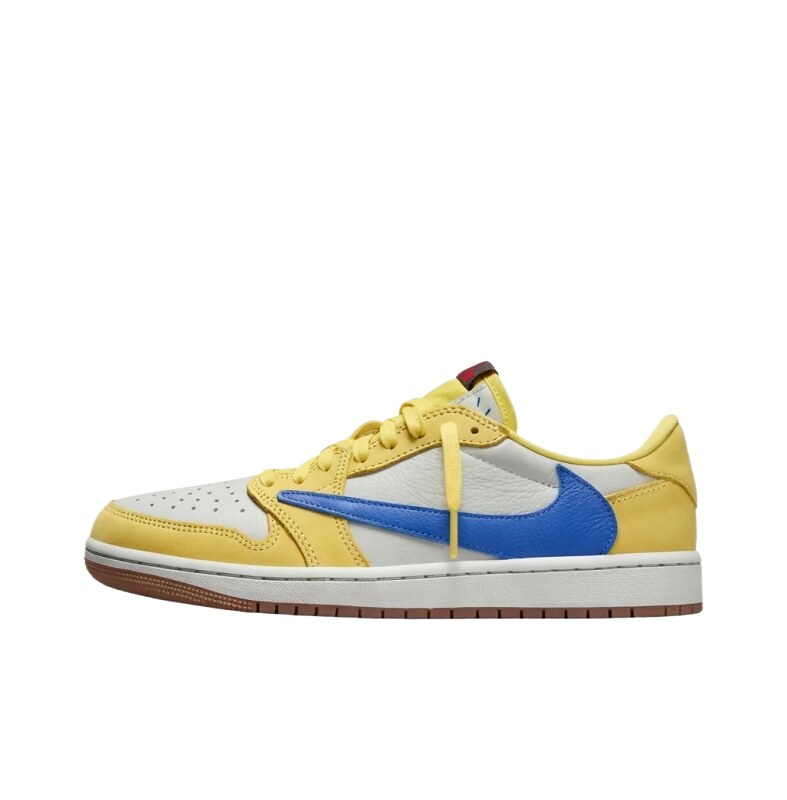 Jordan AJ1 Low-Top Yellow and Blue Sports Shoes