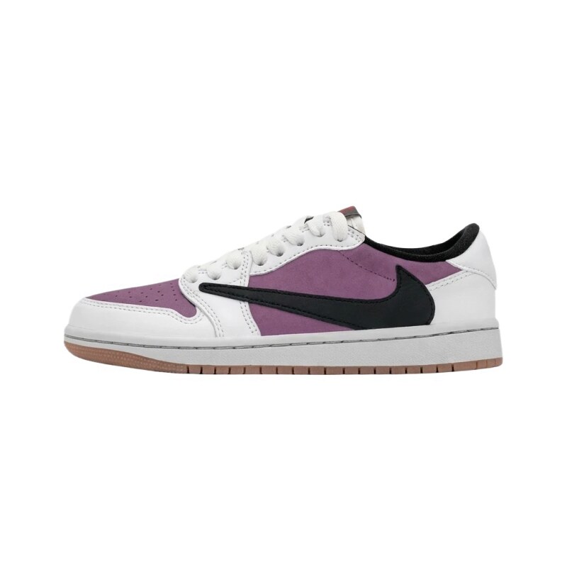 Jordan AJ1 White, Purple and Black Trendy Shoes