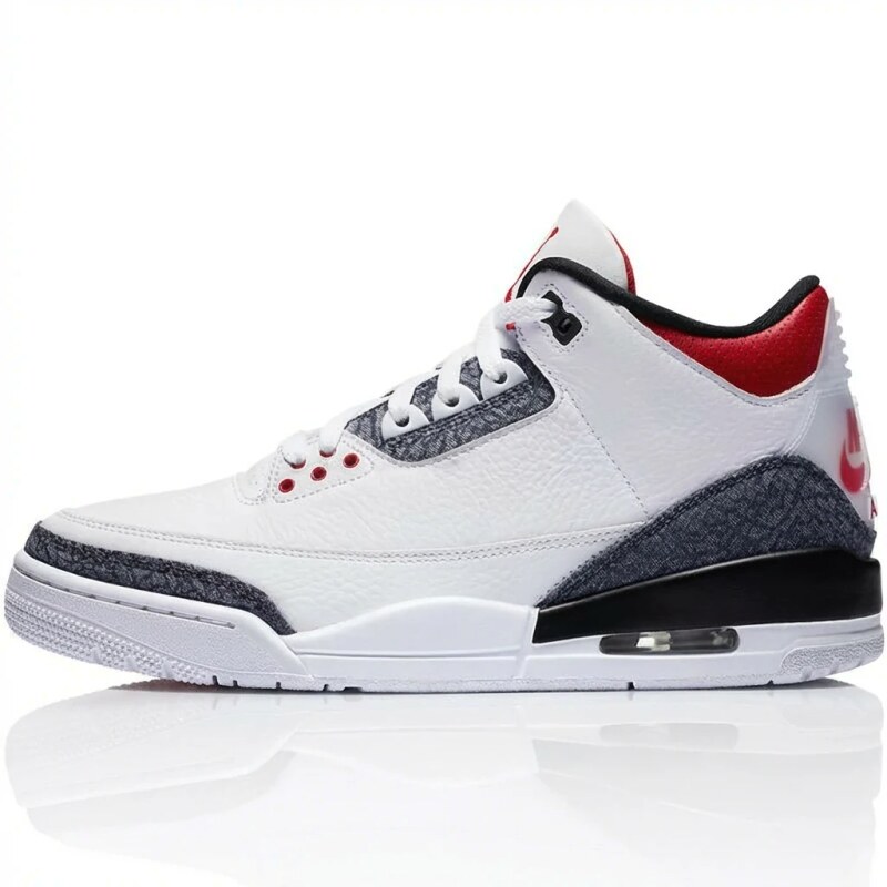 Jordan AJ3 Retro Style White-Gray-Red Athletic Shoes