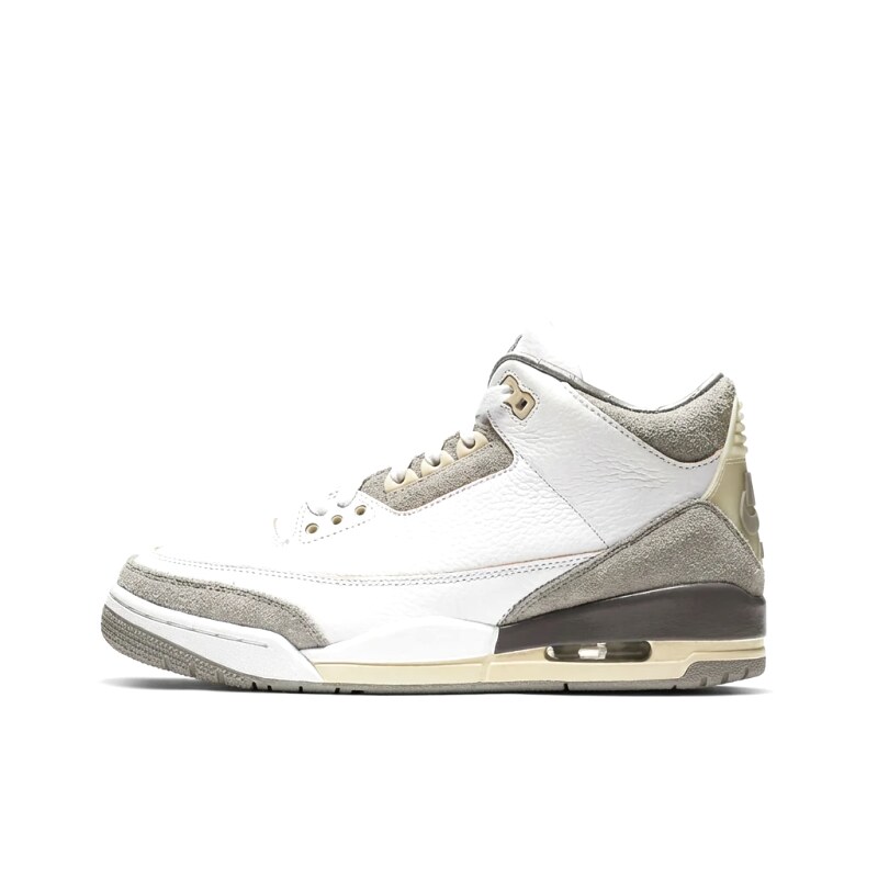 Jordan AJ3 trendy gray and white sneakers