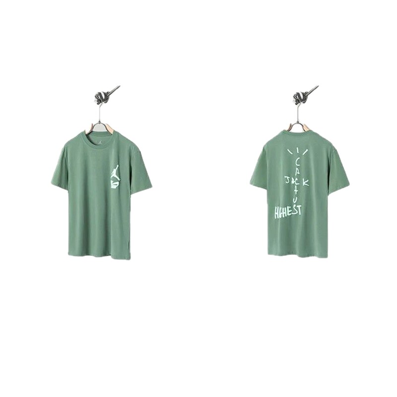 Jordan x Travis Scott Co-branded Street Style Pea Green T-Shirt