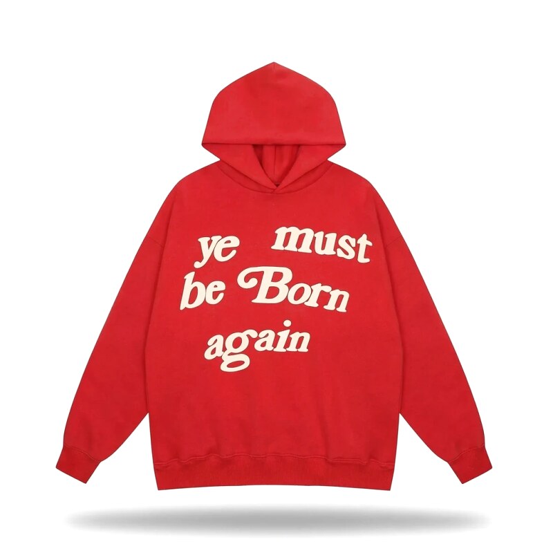 Kanye retro-style red hoodie