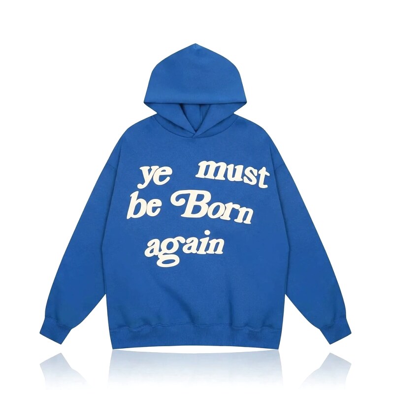 Kanye's retro-style blue hoodie
