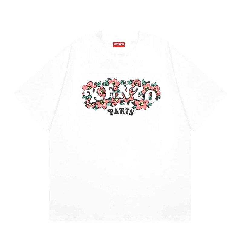 KENZO Floral Collection Street Style White Short-sleeve T-shirt