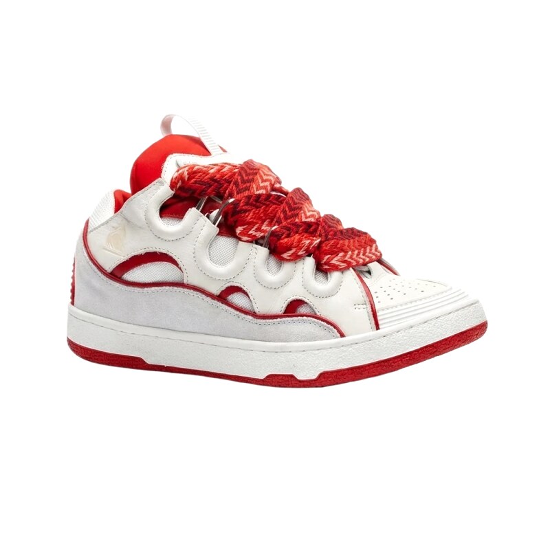LANVIN retro-style red and white sports shoes