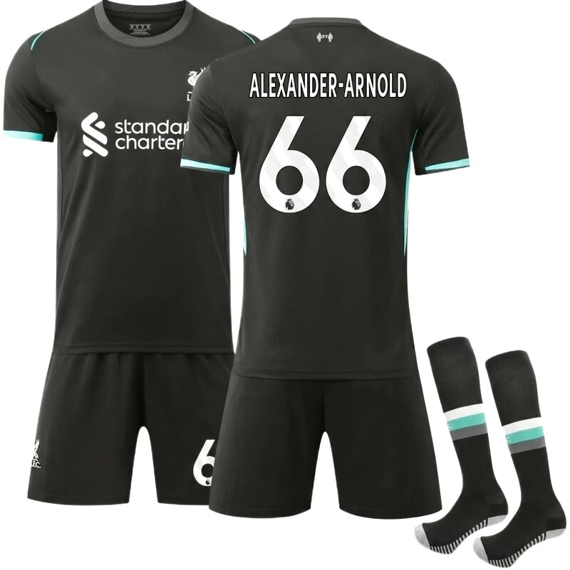 Liverpool No. 66 black jersey set