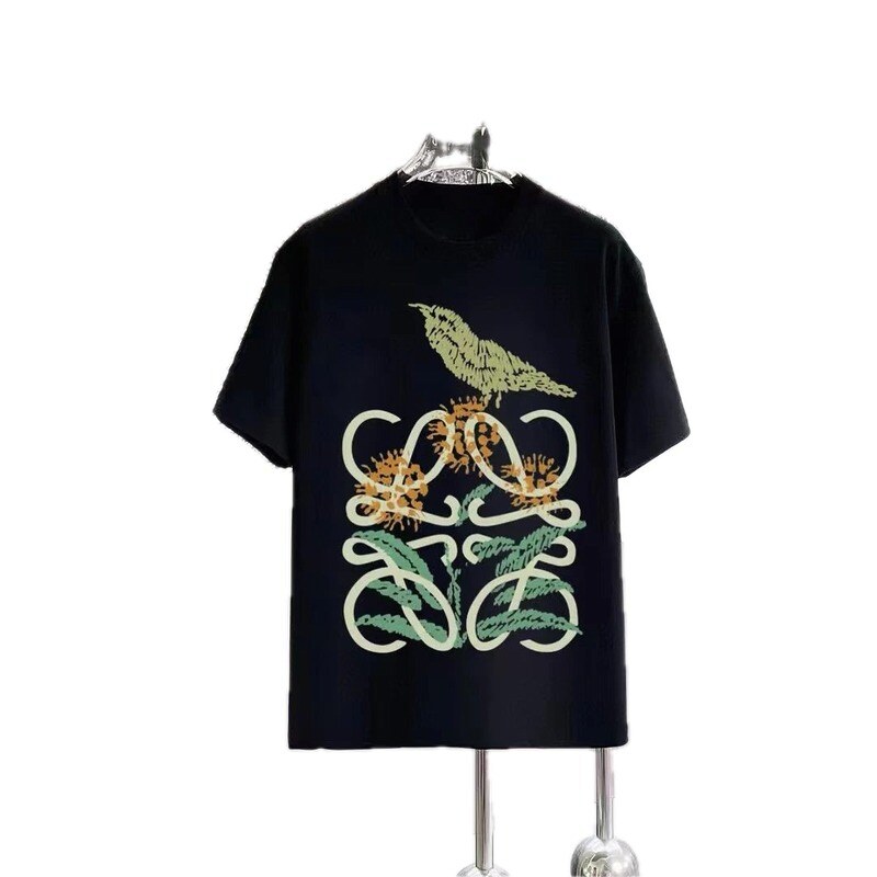 LOEWE Bird and Flower Print Vintage Black T-Shirt