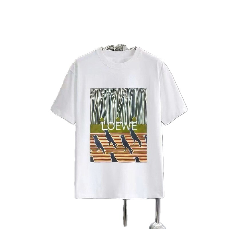 LOEWE Crow Print Streetwear-Style White T-Shirt